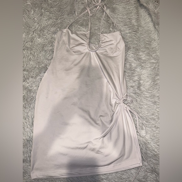 Halter Bodycon Ruched Spaghetti Strap Cut Out Mini Dress - Picture 1 of 3